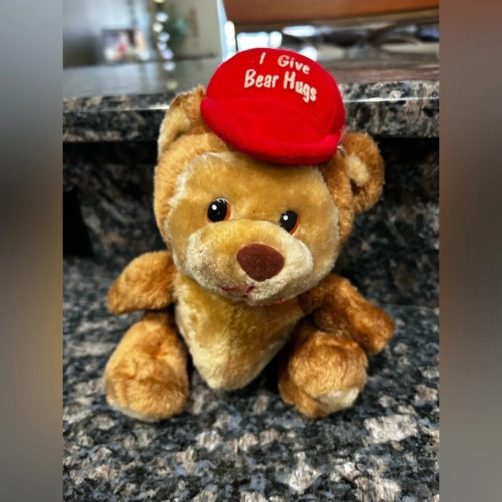 Vintage Russ Luv Pets Teddy Bear Plush I Give Bear Hugs Red Hat Stuffed Animal - Picture 2 of 8